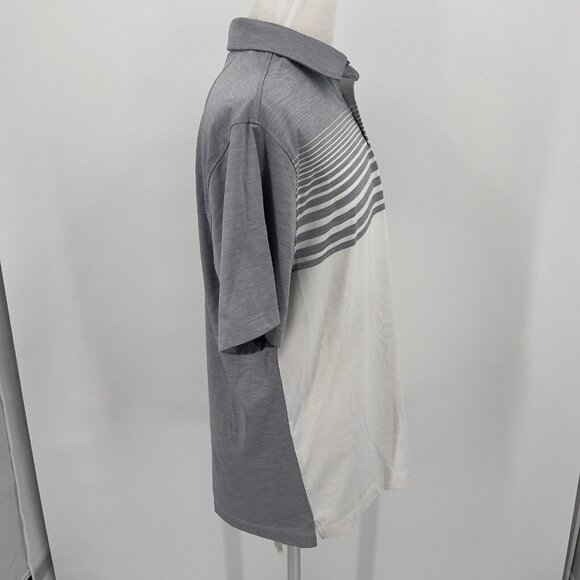 Under Armour Mens HeatGear Polo Shirt XL Extra Large Gray & White Striped - Picture 8 of 8